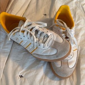 Adidas White and Yellow samba